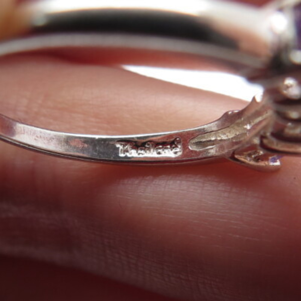 HAN 925 Sterling Silver Vintage Real Emerald-Cut Amethyst Ring Size 8 - Picture 7 of 9